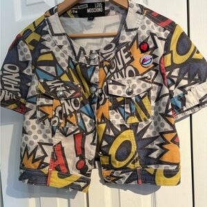 Love Moschino Multicolor Pop-Art Button Front Jacket
